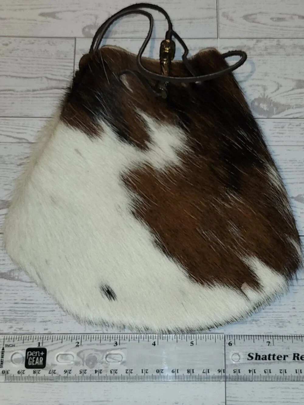 Cowhide Hair-On Hide Leather Drawstring Bucket Bag Western Boho